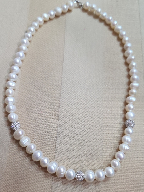 Wedding pearls Jewelry - Genuine White baroque pearls W/ a sterling silver 925 clasp 18 In Wedding Pearls